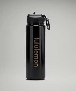 Bouteilles d'eau Lululemon Back to Life Sport Bottle 24oz Straw Lid Femme Noir | FR_LuLu89629