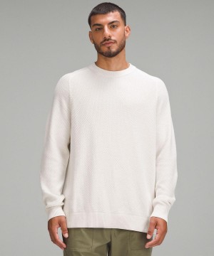 Chandails Lululemon Textured Knit Crewneck Homme Beige Blanche | FR_LuLu51253