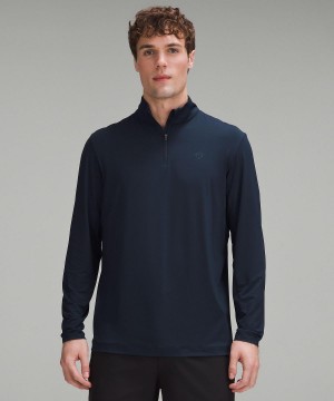 Chemise À Manches Longues Lululemon Golf Half Zip Homme Bleu Marine | FR_LuLu66194