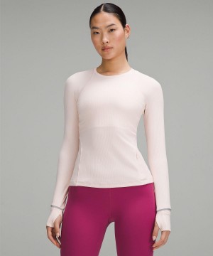 Chemise À Manches Longues Lululemon It's Rulu Ribbed Femme Rose | FR_LuLu81132