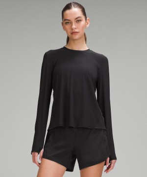 Chemise À Manches Longues Lululemon Mesh Panelled Running Femme Noir | FR_LuLu82296