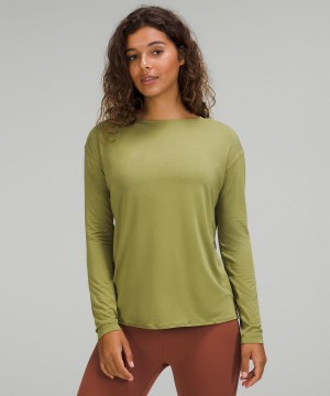 Chemise À Manches Longues Lululemon Modal-Blend Open-Back Femme Marron Vert | FR_LuLu55067