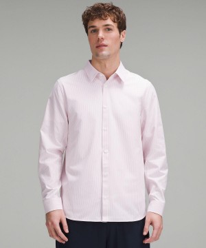 Chemise À Manches Longues Lululemon New Venture Classic-Fit Homme Stripes Blanche Rose | FR_LuLu31662