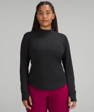 Chemise À Manches Longues Lululemon Rulu Running Mockneck Femme Noir | FR_LuLu30556