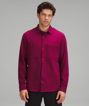 Chemise À Manches Longues Lululemon Soft Knit Overshirt Homme Rouge | FR_LuLu16489