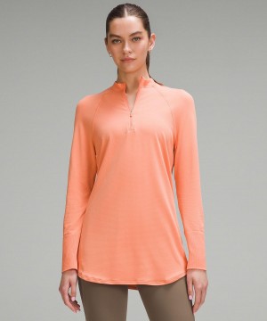 Chemise À Manches Longues Lululemon Swiftly Relaxed Long-Length Half Zip Femme Corail | FR_LuLu64462