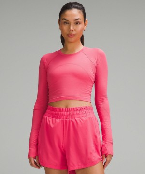 Chemise À Manches Longues Lululemon Swiftly Tech Cropped 2.0 Femme Rose | FR_LuLu34642