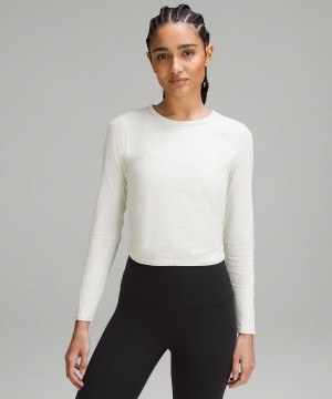 Chemises Lululemon All It Takes Ribbed Nulu Long-Sleeve Femme Blanche | FR_LuLu15039