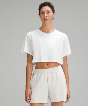 Chemises Lululemon All Yours Cropped T-Shirt Femme Blanche | FR_LuLu62636