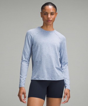 Chemises Lululemon License to Train Classic-Fit Long-Sleeve Femme Bleu | FR_LuLu79245