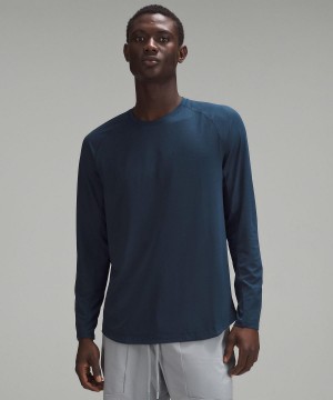 Chemises Lululemon License to Train Long-Sleeve Homme Bleu Marine | FR_LuLu30605