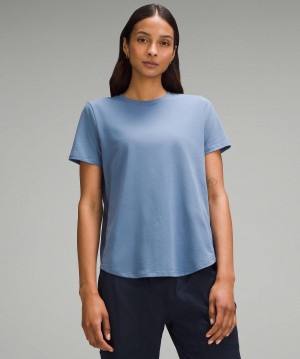 Chemises Lululemon Love Curved-Hem Crewneck T-Shirt Femme Bleu | FR_LuLu29933