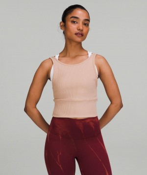 Chemises Lululemon Power Pivot Ribbed Femme Rose | FR_LuLu69623