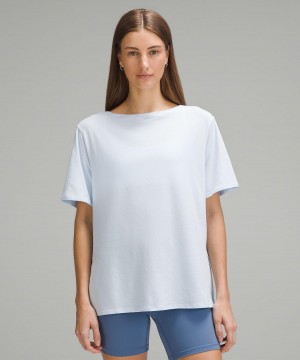 Chemises Lululemon Relaxed-Fit Boatneck T-Shirt Femme Bleu | FR_LuLu91910