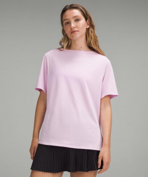 Chemises Lululemon Relaxed-Fit Boatneck T-Shirt Femme Rose | FR_LuLu16065