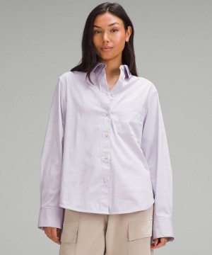 Chemises Lululemon Relaxed-Fit Cotton-Blend Poplin Button-Down Femme Violette | FR_LuLu44777