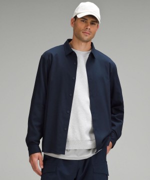 Chemises Lululemon Relaxed-Fit Long-Sleeve Button-Up Homme Bleu Marine | FR_LuLu91733