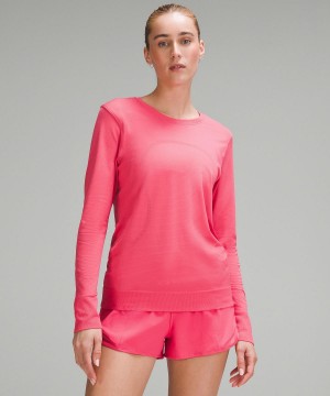 Chemises Lululemon Swiftly Relaxed Long-Sleeve Femme Rose | FR_LuLu72273