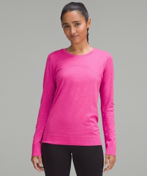 Chemises Lululemon Swiftly Relaxed Long-Sleeve Femme Rose | FR_LuLu88682