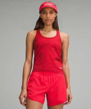 Chemises Lululemon Team Canada Swiftly Tech Racerback 2.0 Waist Length Femme Rouge | FR_LuLu33267