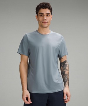 Chemises Lululemon Ultra-Soft Nulu Short-Sleeve T-Shirt Homme Bleu | FR_LuLu84505