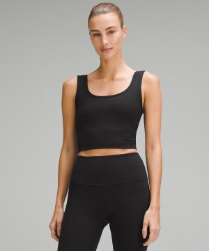 Chemises Lululemon Wunder Train Scoop-Neck Ribbed Femme Noir | FR_LuLu79658