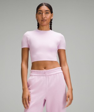 Chemises Lululemon Wundermost Ultra-Soft Nulu Crewneck Cropped T-Shirt Femme Violette | FR_LuLu23623