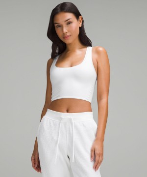 Chemises Lululemon Wundermost Ultra-Soft Nulu Scoop-Neck Cropped Tank Femme Blanche | FR_LuLu43411