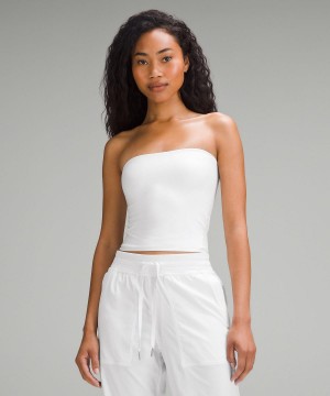 Chemises Lululemon Wundermost Ultra-Soft Nulu Tube Top Femme Blanche | FR_LuLu51161