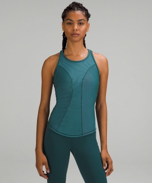 Debardeur Lululemon Base Pace Two-Toned Ribbed Femme Vert Bleu | FR_LuLu49182