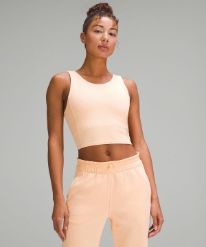 Debardeur Lululemon Ribbed Softstreme Cropped Femme Corail | FR_LuLu65484