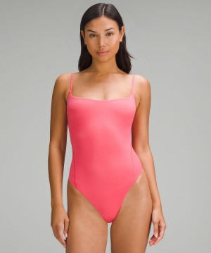 Debardeur Lululemon Wundermost Ultra-Soft Nulu Square-Neck Spaghetti-Strap Bodysuit Femme Rose | FR_LuLu31312