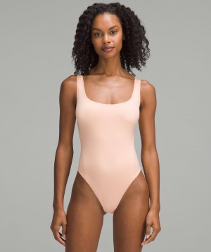 Debardeur Lululemon Wundermost Ultra-Soft Nulu Square-Neck Sleeveless Bodysuit Femme Corail | FR_LuLu97283