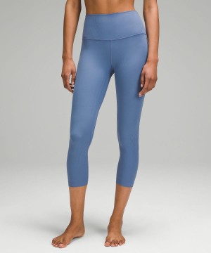 Leggings Lululemon Align™ High-Rise Ribbed Crop 23" Femme Bleu | FR_LuLu50765