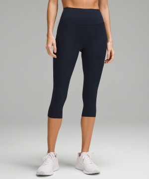 Leggings Lululemon Fast and Free High-Rise Crop with Pockets 19" Femme Bleu Marine | FR_LuLu90515