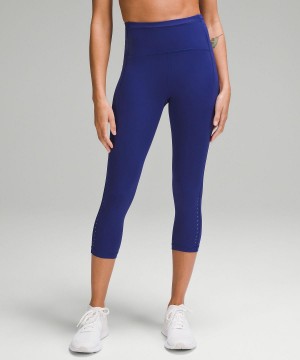 Leggings Lululemon Swift Speed High-Rise Crop 21" Femme Bleu Foncé | FR_LuLu58622