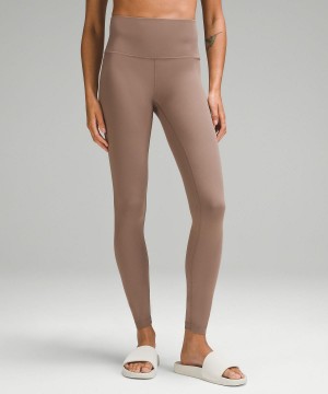 Leggings Lululemon Wunder Train High-Rise Ribbed Tight 28" Femme Marron | FR_LuLu11893