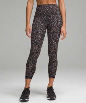 Leggings Lululemon Wunder Train High-Rise Crop 23" Femme Rose Multicolore | FR_LuLu39132