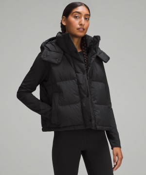 Manteaux Et Vestes Lululemon Wunder Puff Cropped Vest Femme Noir | FR_LuLu62300