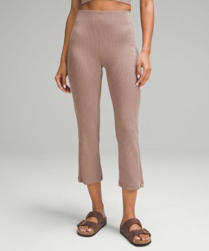 Pantalon Lululemon Ribbed Softstreme Zip-Leg High-Rise Cropped25" Femme Marron | FR_LuLu66970