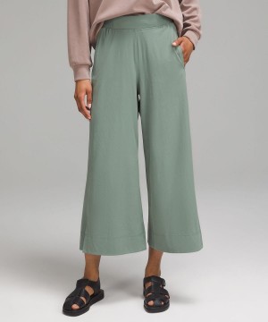 Pantalon Lululemon Stretch Woven Wide-Leg High-Rise Cropped Femme Vert | FR_LuLu70456