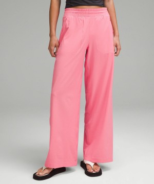 Pantalon Lululemon Swift Mid-Rise Wide-Leg Femme Rose | FR_LuLu76607