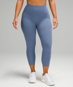 Pantalon Lululemon Wunder Train Contour Fit High-Rise Crop 23" Femme Bleu | FR_LuLu60572