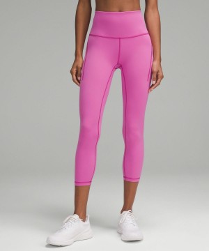 Pantalon Lululemon Wunder Train High-Rise Crop with Pockets 23" Femme Rose | FR_LuLu76079