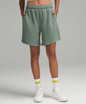 Short Lululemon Scuba Mid-Rise Oversized 7" Femme Grise Vert | FR_LuLu39869