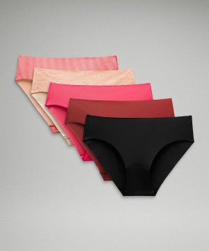 Sous Vêtement Lululemon InvisiWear Mid-Rise Bikini Femme Stripes Corail Rose Corail Marron Rose Rouge Noir | FR_LuLu99581