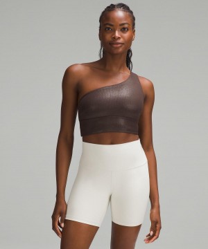 Soutien Gorge Sport Lululemon Align™ Asymmetrical Ribbed Femme Marron | FR_LuLu30289