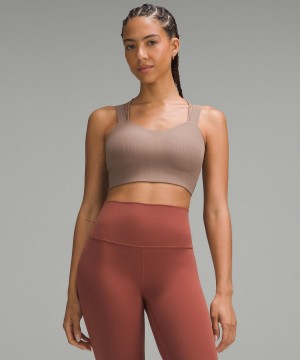 Soutien Gorge Sport Lululemon Like a Cloud Ribbed Longline Femme Marron | FR_LuLu74645