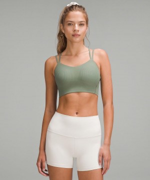 Soutien Gorge Sport Lululemon Like a Cloud Ribbed Longline Femme Grise Vert | FR_LuLu45960