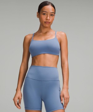 Soutien Gorge Sport Lululemon Wunder Train Strappy Racer Femme Bleu | FR_LuLu34742